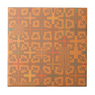 Orange Summer Heat Tapestry Ceramic Tile 4.25"