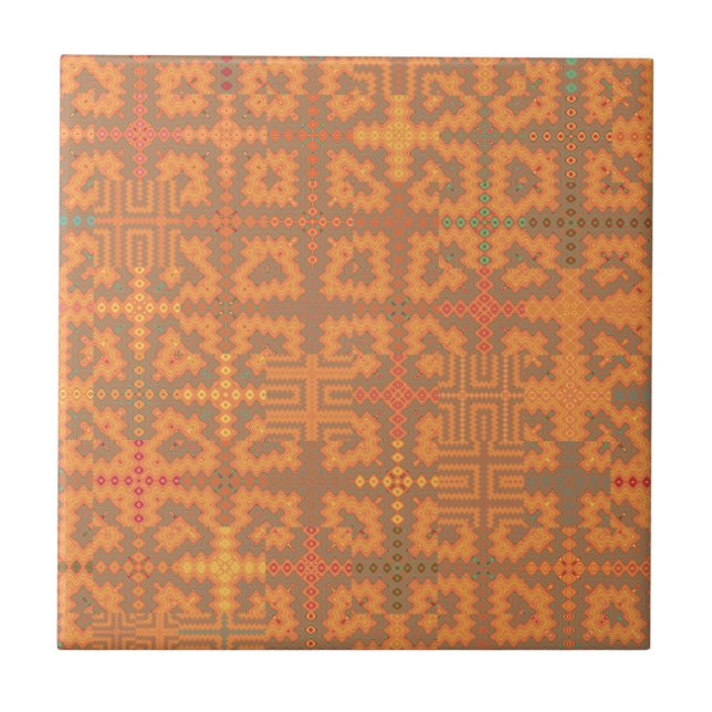 Orange Summer Heat Tapestry Ceramic Tile 4.25" (Front)
