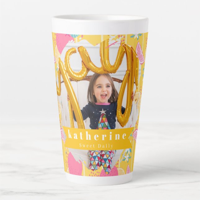 Orange Summer Mustard Photo Latte Mug (Front)