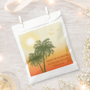 Orange Summer Sunset Palm Trees Birthday Thank You Favour Bags