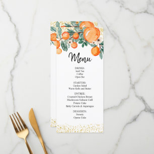 Orange Summer Wedding Menu Card