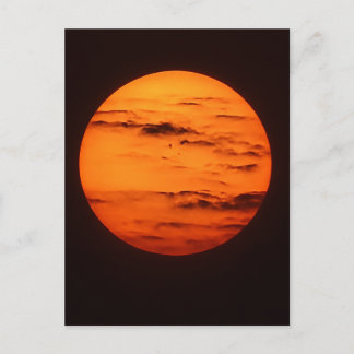 Orange Sun and Clouds Nature Art Postcard