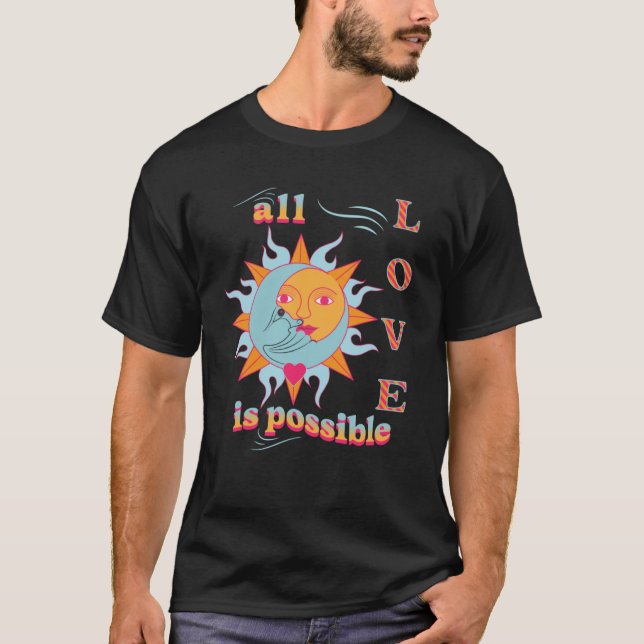 Orange Sun Blue Moon All Love Is Possible Eclipse T-Shirt (Front)