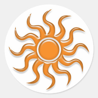 Orange Sun Classic Round Sticker