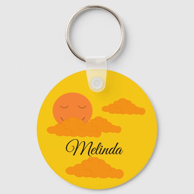 Orange Sun in Golden Sky: Key Ring (Back)