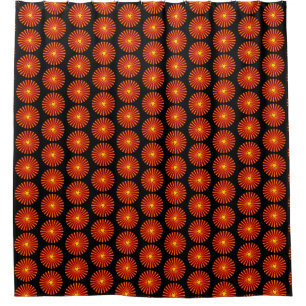 Orange Sunburst Beach House Fractal Art Pattern Shower Curtain