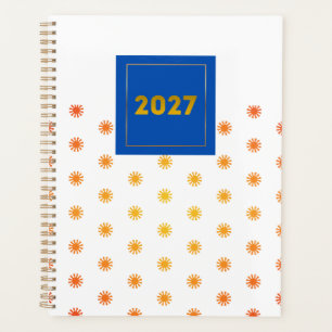 Orange Sunburst Dot 2027 Planner Navy Label