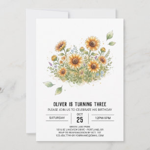 Orange Sunflower Birthday Invitation