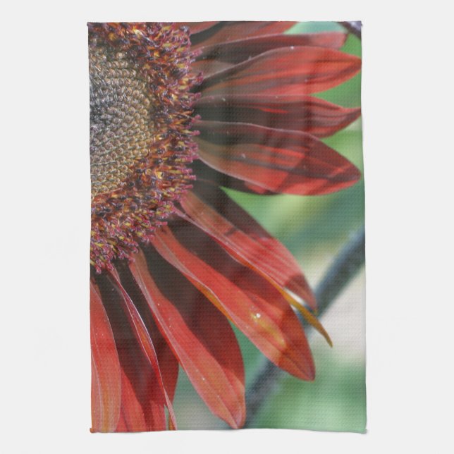 Orange Sunflower Floral   Tea Towel (Vertical)