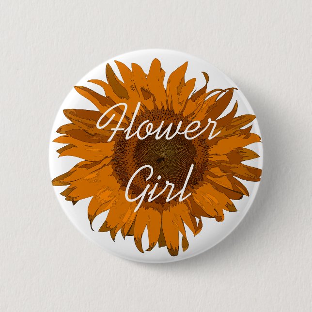 Orange Sunflower Flower Girl 6 Cm Round Badge (Front)