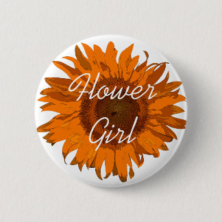 Orange Sunflower Flower Girl 6 Cm Round Badge