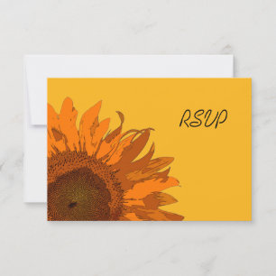 Orange Sunflower on Yellow Wedding RSVP Card
