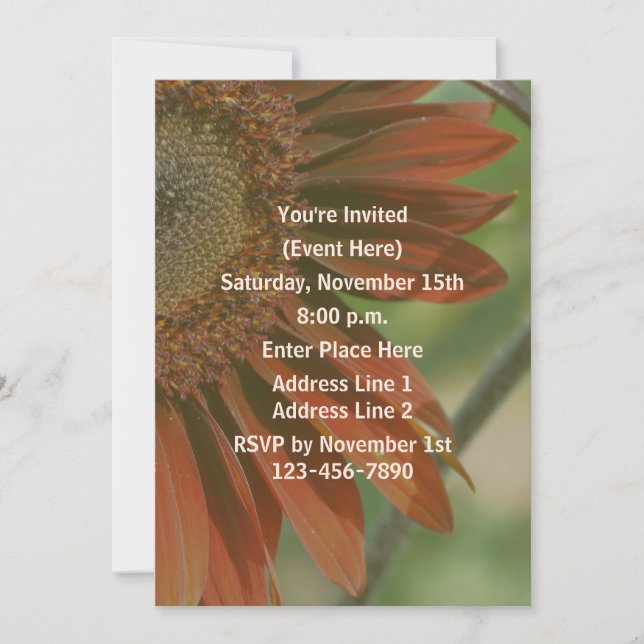 Orange Sunflower Petals Party  Invitation (Front)