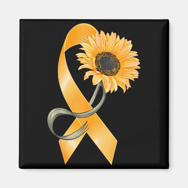 Orange Sunflower Ribbon Multiple Sclerosis Awarene Magnet (Front)