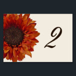Orange Sunflower Wedding Table Number Card<br><div class="desc">A wedding table number card featuring an orange sunflower.  Personalise the number before you order.</div>