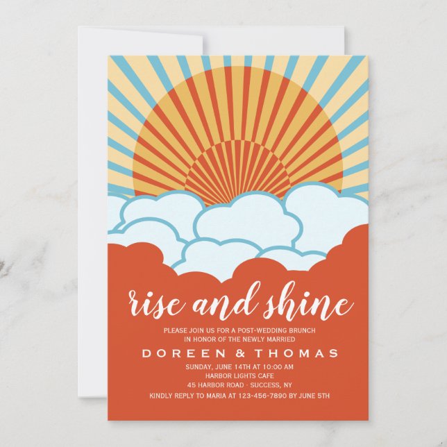 Orange Sunrise Post Wedding Brunch Invitation (Front)
