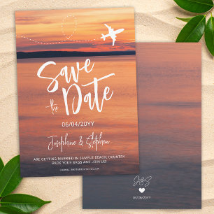 Orange Sunset Aeroplane Shape Destination Wedding Save The Date