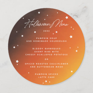Orange Sunset and Stars Square/Round Halloween Menu