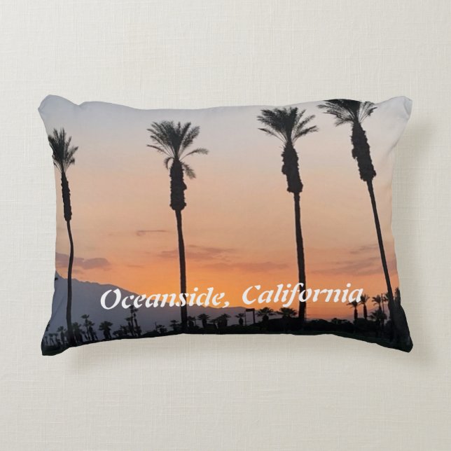 Orange Sunset in Oceanside California Decorative Cushion (Front)