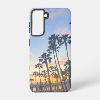 Orange Sunset on Oceanside California Beach Samsung Galaxy Case