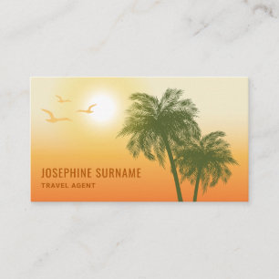 Orange Sunset Tropical Palm Trees Travel Agent Business Card
