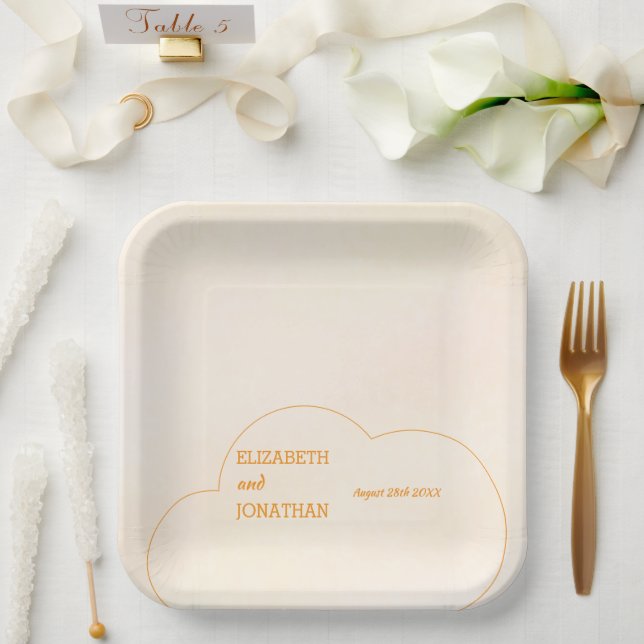 Orange Sunset Wedding Paper Plate (Wedding)
