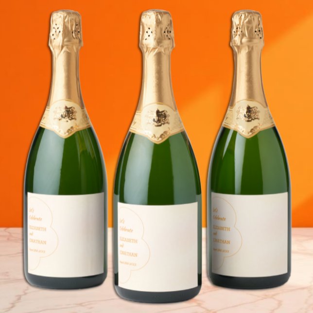 Orange Sunset Wedding Sparkling Wine Label (Creator Uploaded)