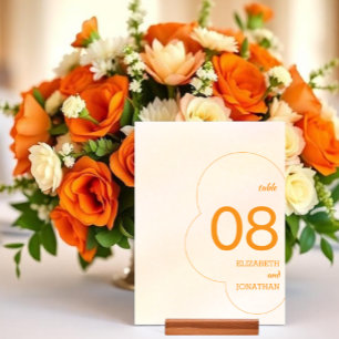 Orange Sunset Wedding Table Number