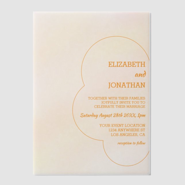 Orange Sunset Wedding Vellum Invitations (Front)
