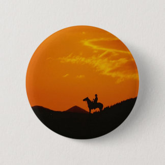 Orange Sunset with Cowboy Silhouette 6 Cm Round Badge