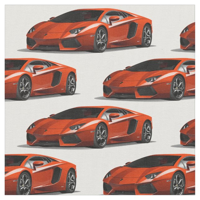 Orange Supercar Automobile Fabric (Close Up)