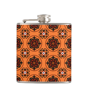 Orange Suzani Pattern Hip Flask