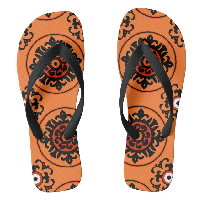 Orange Suzani Pattern Jandals (Footbed)