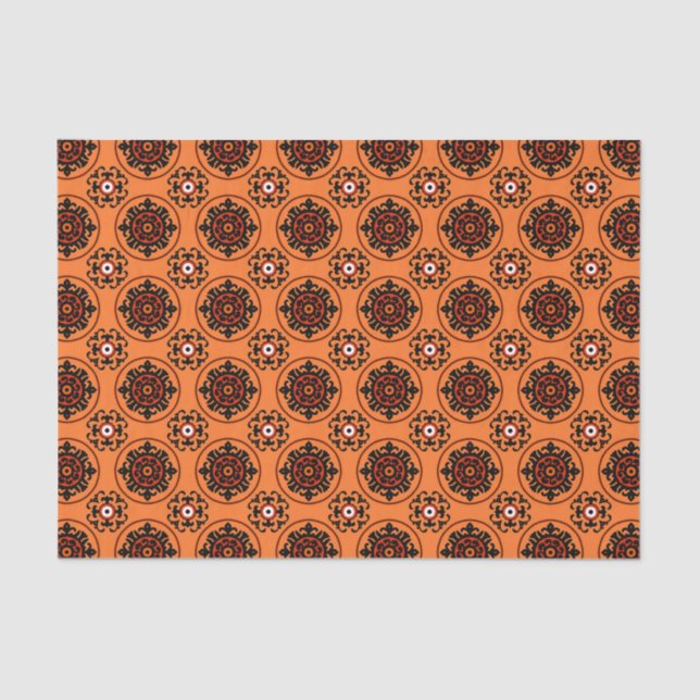 Orange Suzani Pattern Tissue Paper (Front)