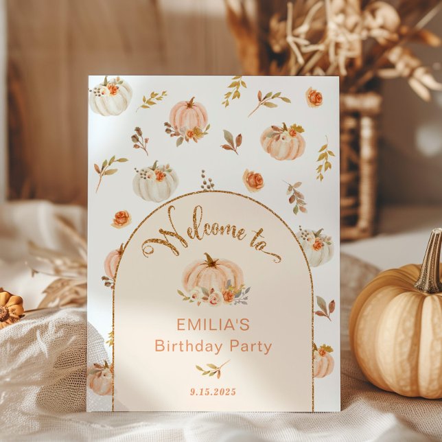 Orange Sweet little pumpkin birthday welcome Poster (Creator Uploaded)