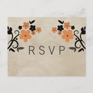 Orange Sweet Vintage Floral RSVP Postcard