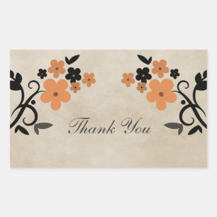 Orange Sweet Vintage Floral Thank You Stickers