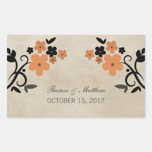 Orange Sweet Vintage Floral Wedding Stickers