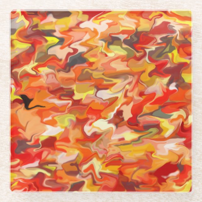 Orange Swirl Glass Coaster (Front)