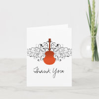 Orange Swirls Guitar Thank You Card