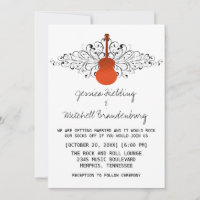 Orange Swirls Guitar Wedding Invitation