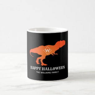 Orange T Rex Happy Halloween Custome Family Name Coffee Mug