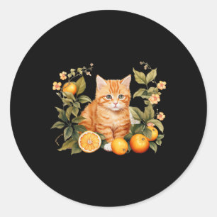 Orange Tab Funny Cat Parody Cat Lover Gift Kitte Classic Round Sticker
