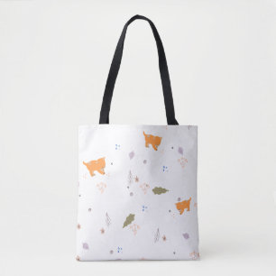 Orange Tabby and Leaves Pattern Tote Bag