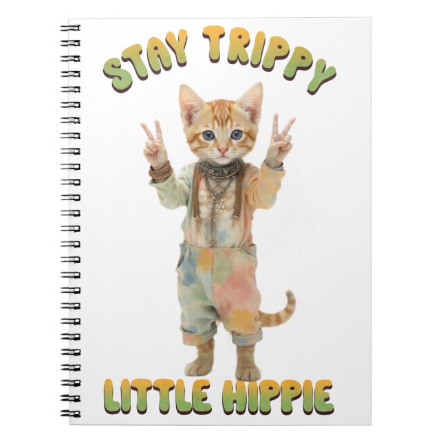 Orange Tabby Cat Boho Stay Trippy Little Hippie  Notebook (Front)