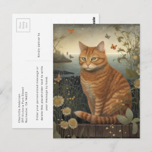 Orange Tabby Cat By The Sea Postcard