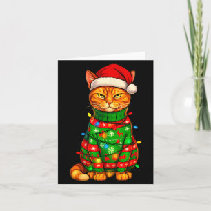 Orange Tabby Cat Christmas Lights Funny Santa Holi Card