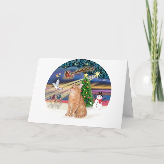 Orange Tabby Cat - Christmas Magic Holiday Card (Front)