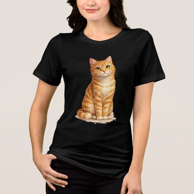 Orange Tabby Cat Clipart Tri-Blend Shirt (Front)