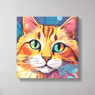 Orange Tabby Cat   Contemporary Colourful Painting Canvas Print